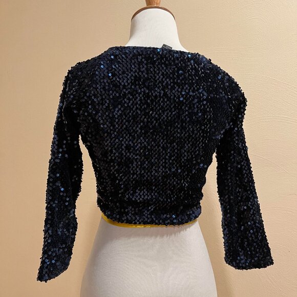 NYE - Blue Sequin Crop Top - Picture 2 of 4